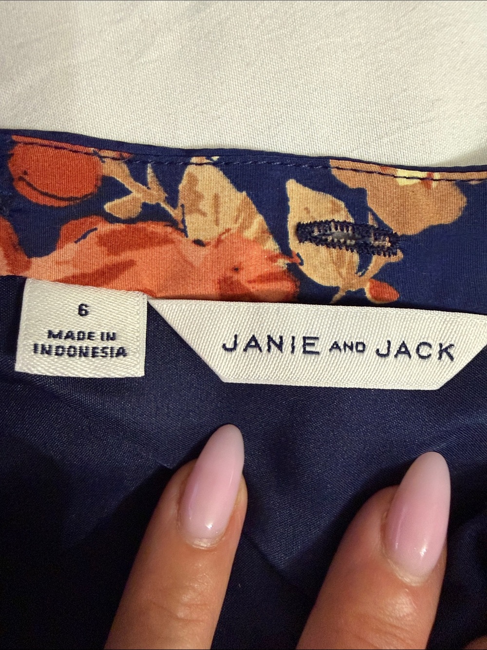 Janie and Jack Navy Floral Tiered Dress with Rust and Cream Blooms - Picture 4 of 5